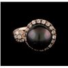 Image 2 : 0.66 ctw Diamond and Pearl Ring - 14KT Rose Gold