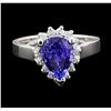 Image 2 : 3.07 ctw Tanzanite and Diamond Ring - 14KT White Gold