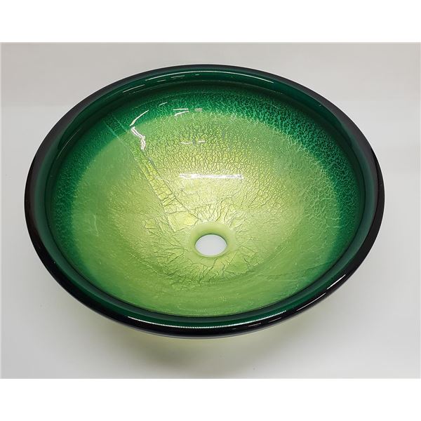 Emerald Silver Art Glass Sink by Seattle Glassblowing Studio