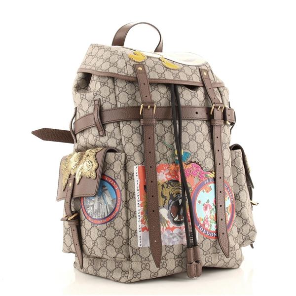 Gucci Brown Print GG Supreme Coated Canvas Donald Duck with Applique Soft Large