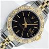 Image 1 : Rolex Ladies 2 Tone Black Index & Pyramid Diamond Oyster Perpetual Datejust Wris