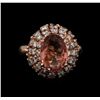 Image 2 : 3.70 ctw Tourmaline and Diamond Ring - 14KT Rose Gold