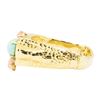 Image 2 : 17.82 ctw Turquoise and Pink Coral Bangle Bracelet - 18KT Yellow Gold