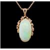 Image 2 : 14KT Rose Gold 19.53 ctw Opal and Diamond Pendant With Chain