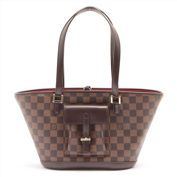 Louis Vuitton Damier Ebene Canvas Leather Manosque PM Tote Bag