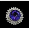 Image 2 : 14.78 ctw Tanzanite and Diamond Ring - 14KT White Gold