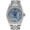 Image 1 : Rolex Mens Stainless Steel Blue MOP Baguette Diamond 36MM Datejust Wristwatch