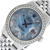 Image 3 : Rolex Mens Stainless Steel Blue MOP Baguette Diamond 36MM Datejust Wristwatch