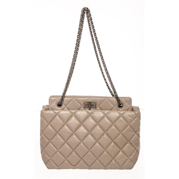 Chanel Beige Quilted Calfskin Leather 2.issue Grand Shopping Tote Bag