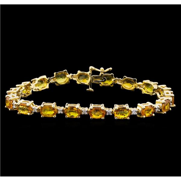 15.57 ctw Yellow Sapphire and Diamond Bracelet - 14KT Yellow Gold