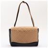 Image 2 : Chanel Beige Black Quilted Lambskin Leather CC Bicolor Flap Shoulder Bag