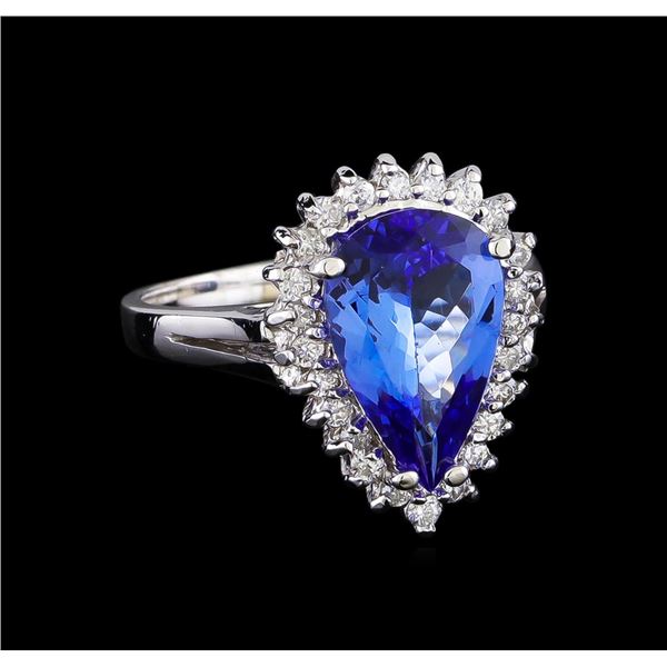 2.97 ctw Tanzanite and Diamond Ring - 14KT White Gold