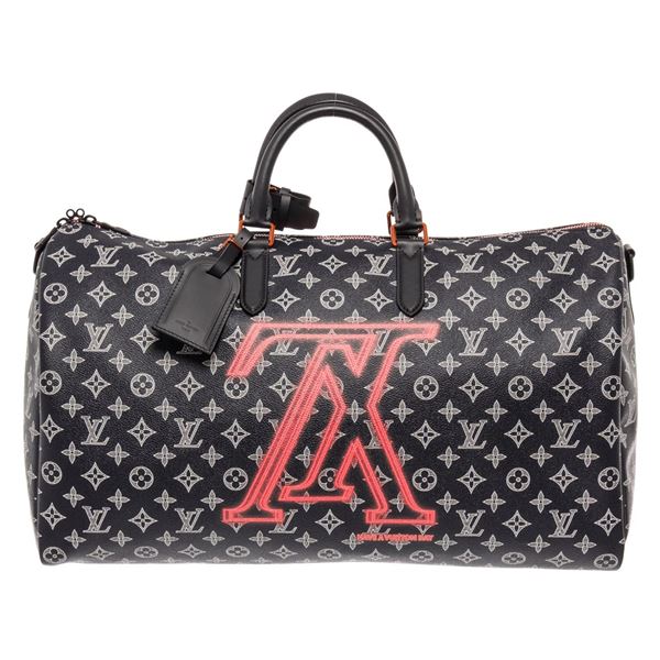 Louis Vuitton Black Monogram Canvas Leather Upside Down Keepall BandouliereDuffl