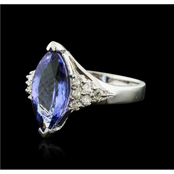 14KT White Gold 3.70 ctw Tanzanite and Diamond Ring