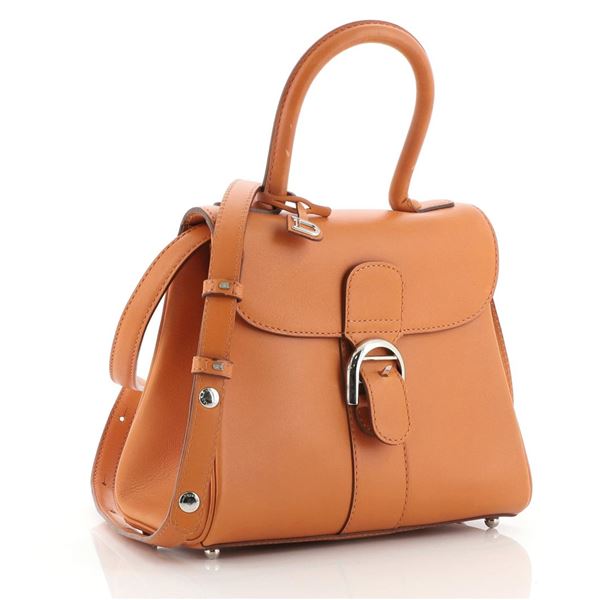 Delvaux Brilliant Top Handle Bag Leather Mini Orange