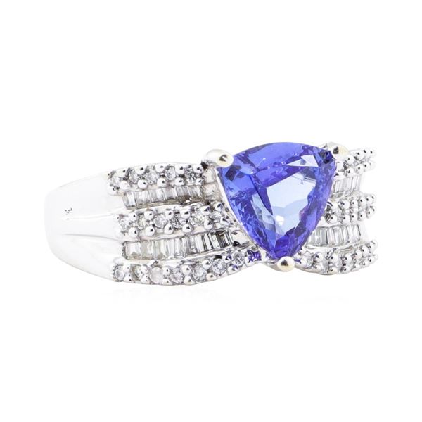 2.54 ctw Tanzanite And Diamond Wide Band - 14KT White Gold