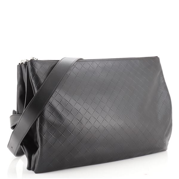 Bottega Veneta Triple Zip Messenger Intrecciato Nappa Maxi Black