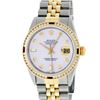 Image 3 : Rolex Mens 2 Tone MOP Ruby Diamond Channel Set Datejust Wristwatch