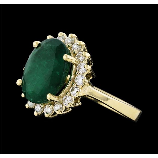 4.41 ctw Emerald and Diamond Ring - 14KT Yellow Gold