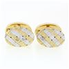 Image 2 : Vintage Men's 18k TT Gold Oval Woven Basket Weave Pattern Swivel Back Cuff Links