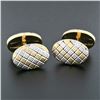 Image 3 : Vintage Men's 18k TT Gold Oval Woven Basket Weave Pattern Swivel Back Cuff Links