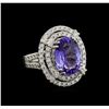 Image 1 : 9.81 ctw Tanzanite and Diamond Ring - 14KT White Gold