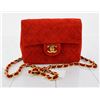 Image 1 : Chanel Vintage Red Quilted Suede Square Classic Single Mini Flap Bag