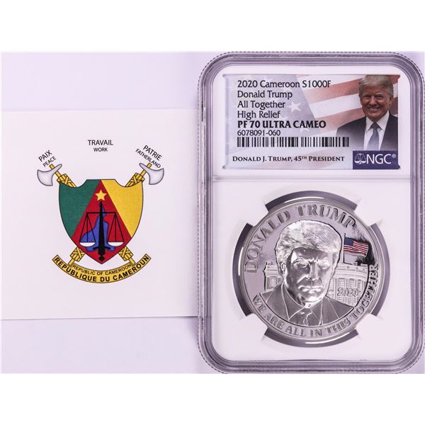 2020 Cameroon S1000F Donald Trump All Together High Relief PF 70 Ultra Cameo 1oz