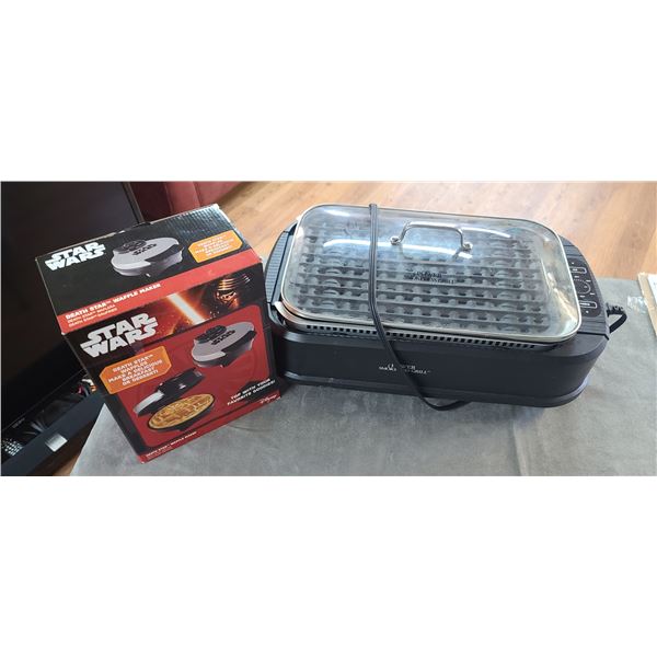 POWER SMOKELESS GRILL AND DEATH STAR WAFFLE/PANCAKE MAKER