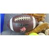 Image 2 : TWO LOISVILLE SLUGGER MITTS AND BALLS, CFL BALL