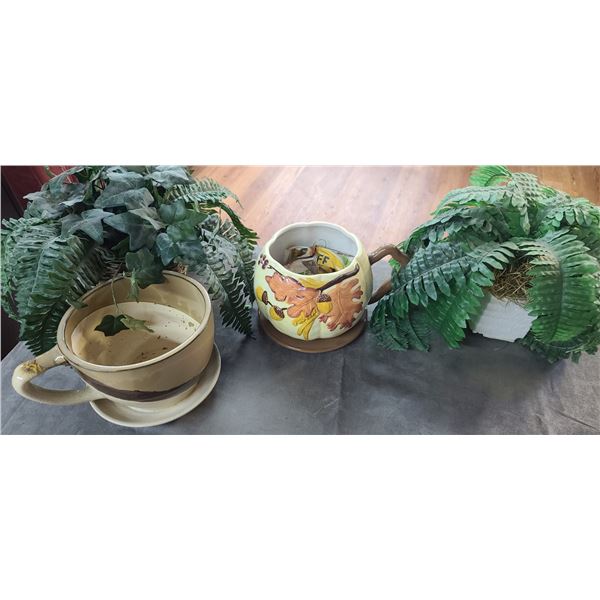 NEVER DIE PLANTS IN LARGE TEA CUP PLANT POT QTY X 2