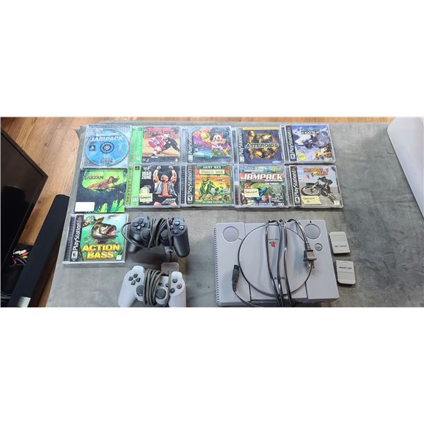 PS WITH GAMES, TWO CONTROLLER, TWO MEMORY CARDS