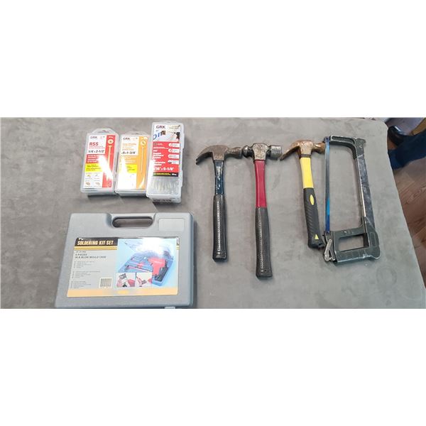 HACKSAW, HAMMERS, SOLDER KIT & GRK'S