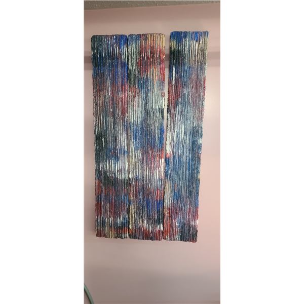 THREE PIECE WALL ART "FIELD OF PURE POTENTIAL" MIXED MEDIA ON CANVAS