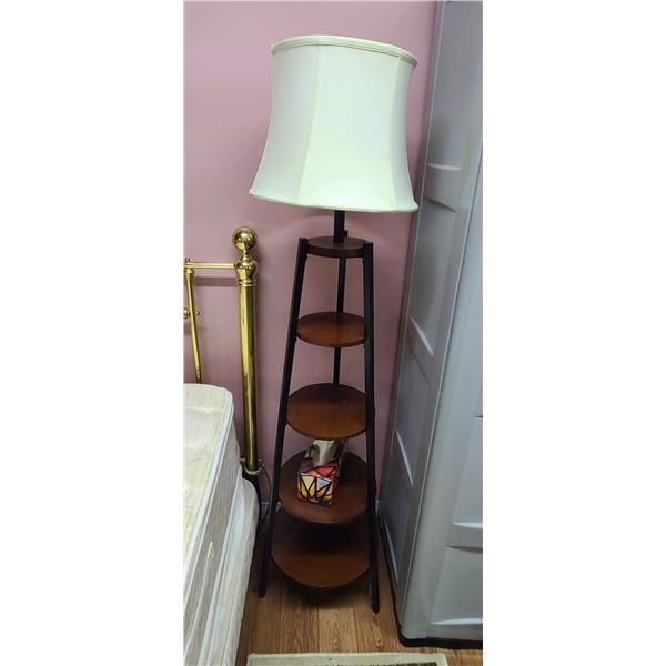 FOUR TIER SHELF WITH BUILT-IN LAMP. COMES WITH RUG