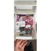 Image 9 : STERILITE STORAGE UNIT WITH MISC HOUSEHOLD ITEMS: LIGHT BULBS, BATTERIES AND SMALL STEP STOOL