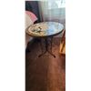 Image 2 : PINE BED SIDE TABLE AND 16" ROUND MOSSAIC TABLE