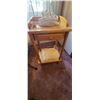 Image 4 : PINE BED SIDE TABLE AND 16" ROUND MOSSAIC TABLE