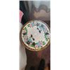 Image 9 : PINE BED SIDE TABLE AND 16" ROUND MOSSAIC TABLE