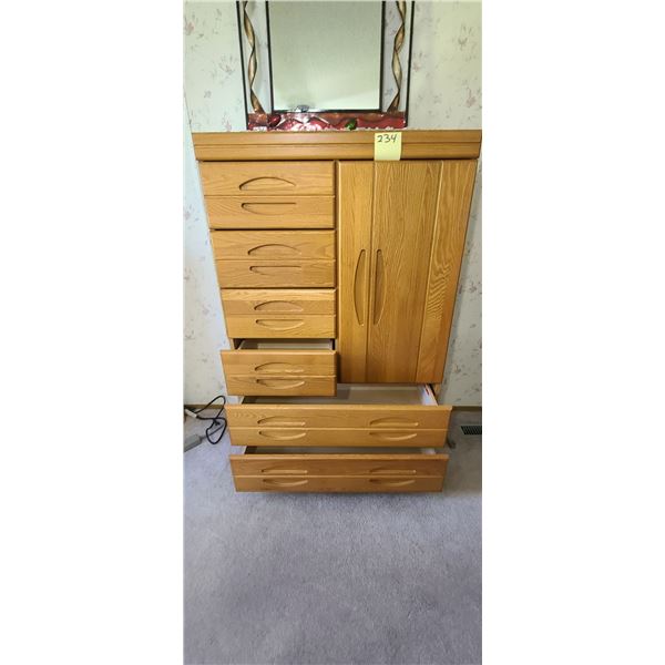 ARMOIRE SIX DRAWER AND SINGLE DOOR WOODFACED