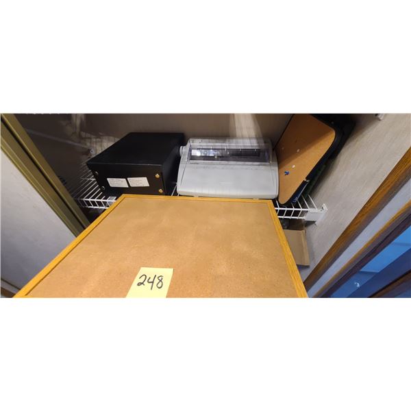 BROTHER ELECTRIC TYPEWRITER, CORK BOARD, OFFICE SUPPLIES; DYNO ROTARY LABELLER