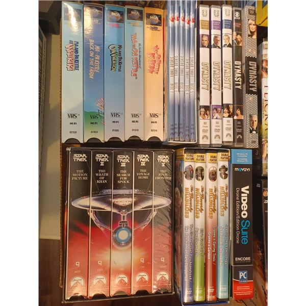 STAR TREK(VHS); MA & PA KETTLE MOVIE SET; FIVE I LOVE LUCY DVD SET, BEVERLY HILL HILLBILLIES, DYNAST