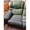 Image 3 : FOREST GREEN LOVE SEAT, LEATHER, RECLINING