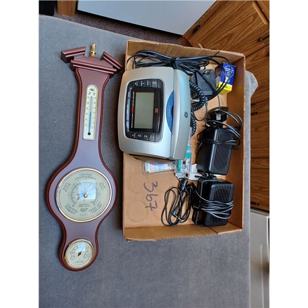 CLOCK PHONE, BAROMETER, TWO MINI SPEAKERS