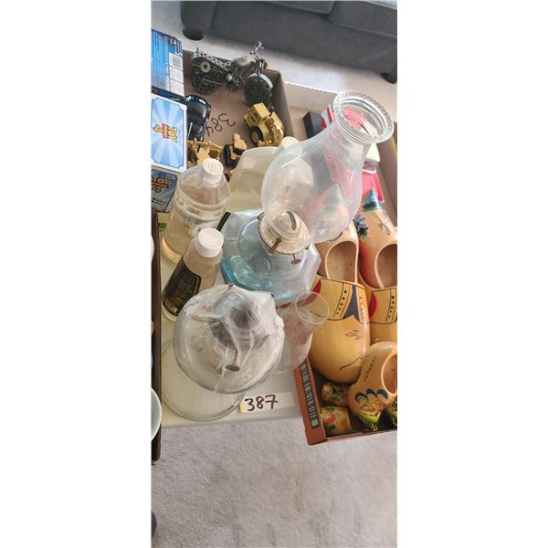TWO PARAFIN LAMPS AND OILS