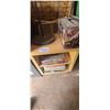 Image 8 : LAMP, BOX OF FIRE LOGS, METAL FOLDING TABLE, WOOD STAND