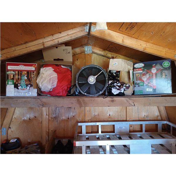 ASST'D CHRISTMAS YARD DECORATIONS + INFLATABLES FAN