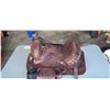 Image 1 : BROWN TOOLED LEATHER SADDLE & STAND