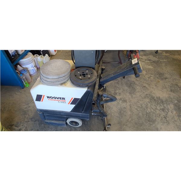 "HOOVER" COMMERCIAL C5122 FLOOR SCRUBBER W/ CHARGER & SPARE CLEANING DISCS