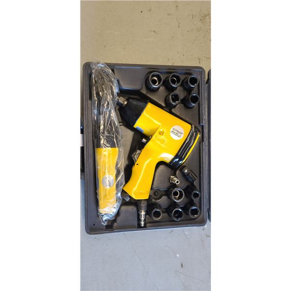 ALL-TRADE" AIR PLUS 3/8" AIR RATCHET & SOCKET WRENCH SET (STILL IN CASE) c/w FITTING